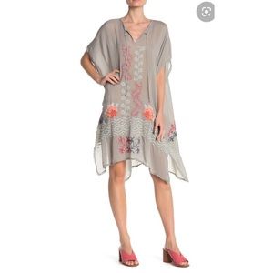 Johnny Was embroidered Tilden Kaftan Gray Medium